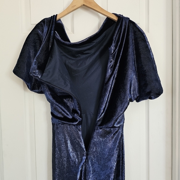 Amsale Metallic Velvet Draped Gown - Picture 5 of 7
